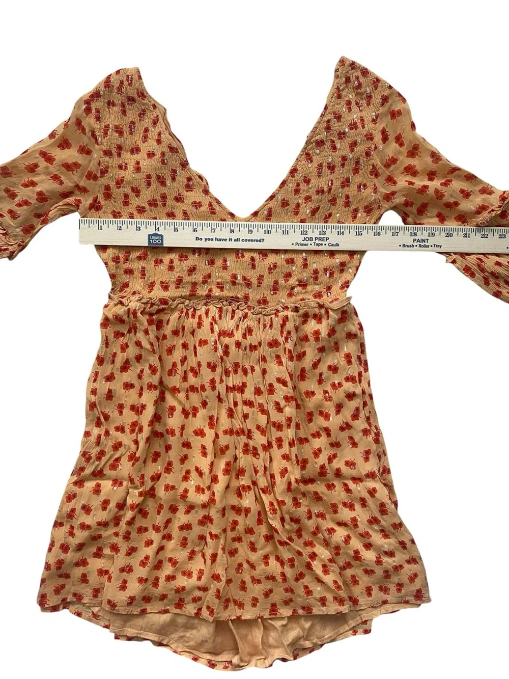 Free People Maria Floral Mini Dress Women's Size XS Orange Floral Boho Smocked